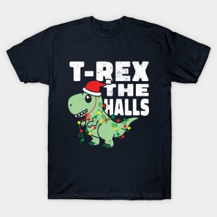 T-Rex The Halls Funny Christmas Dinosaur T-Shirt